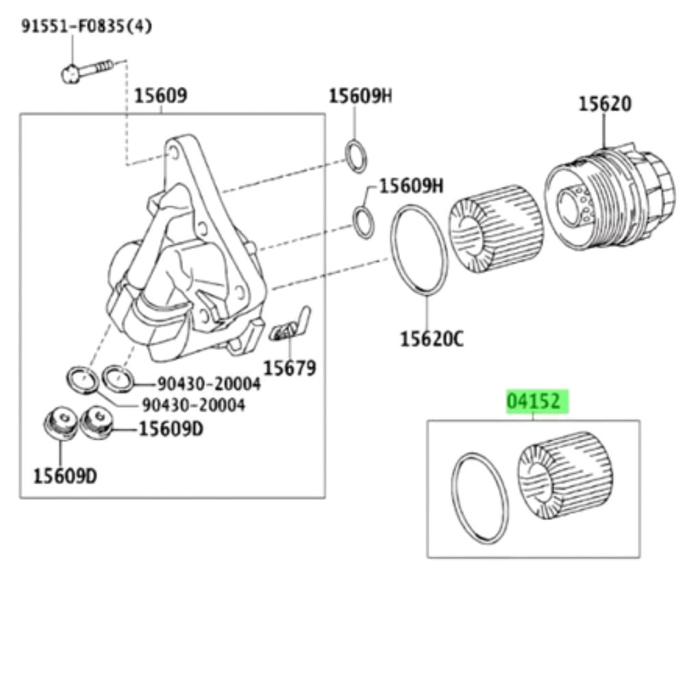 Toyota Prius oil filter installation diagram for ZVW30
