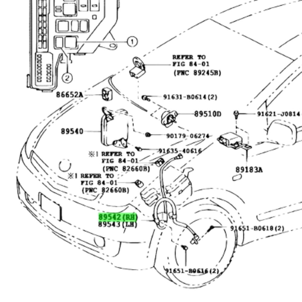 Toyota Prius NHW20 ZVW30 ZVW40 oxygen sensor installation and fitment diagram