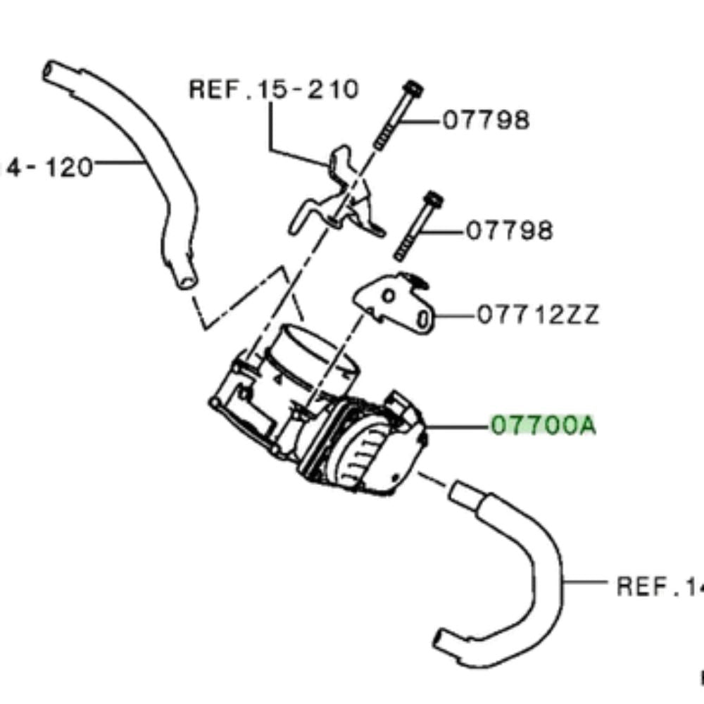 Mitsubishi Outlander throttle body installation diagram for GG2W, GF7W, GF8W, GG3W, CW5W models