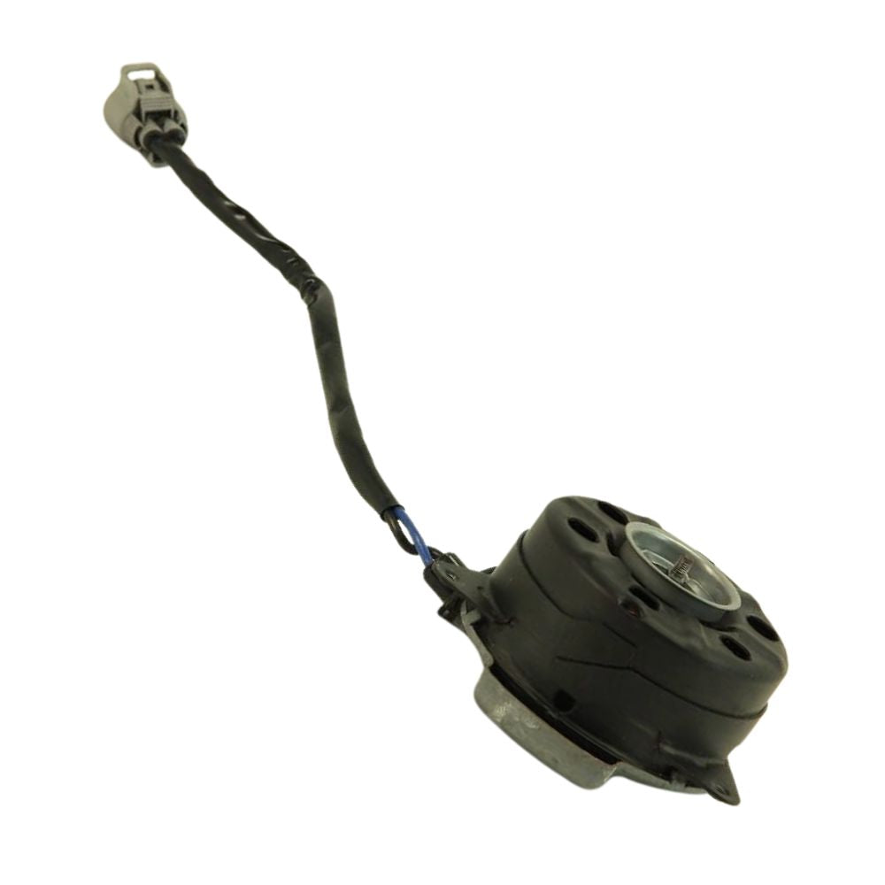 Closeup of Toyota Aqua cooling fan motor wiring connector and blade mount, part 16363-21060
