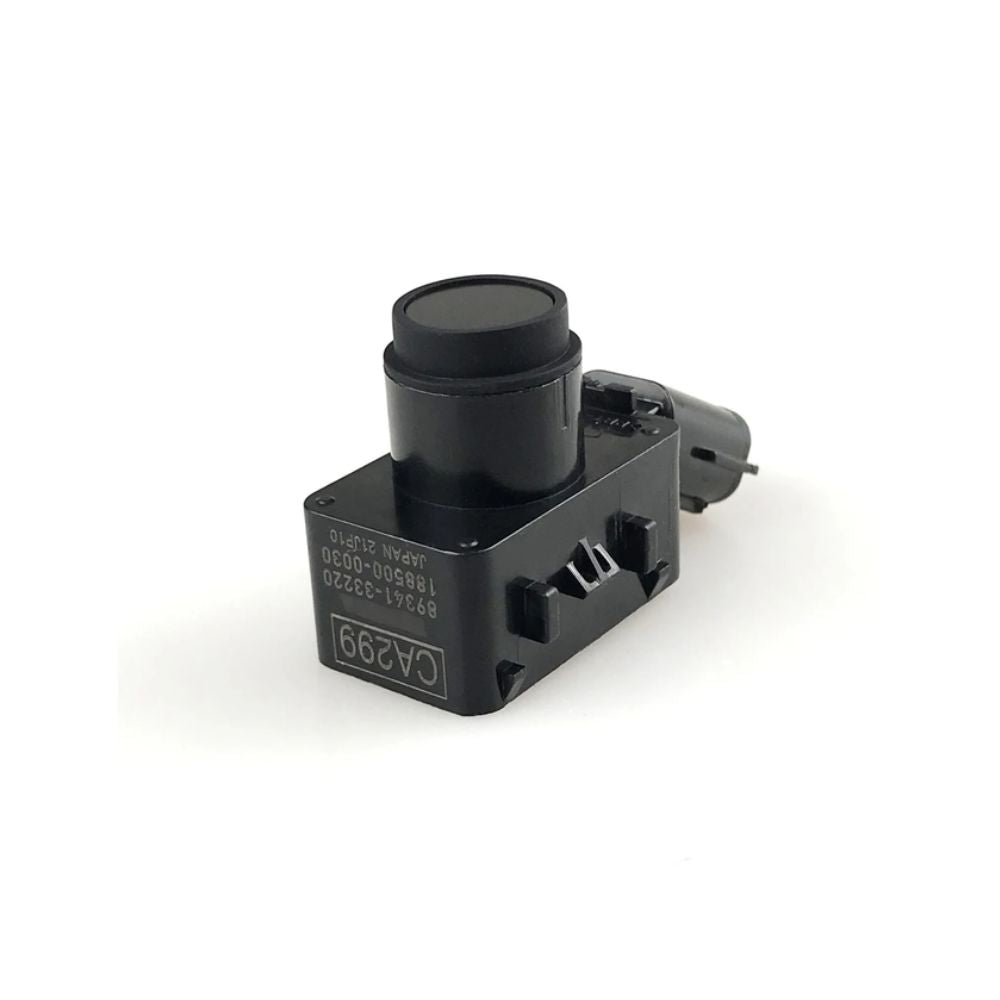 Closeup of Toyota Aqua ultrasonic parking sensor face and wiring connector, part 89341-33220