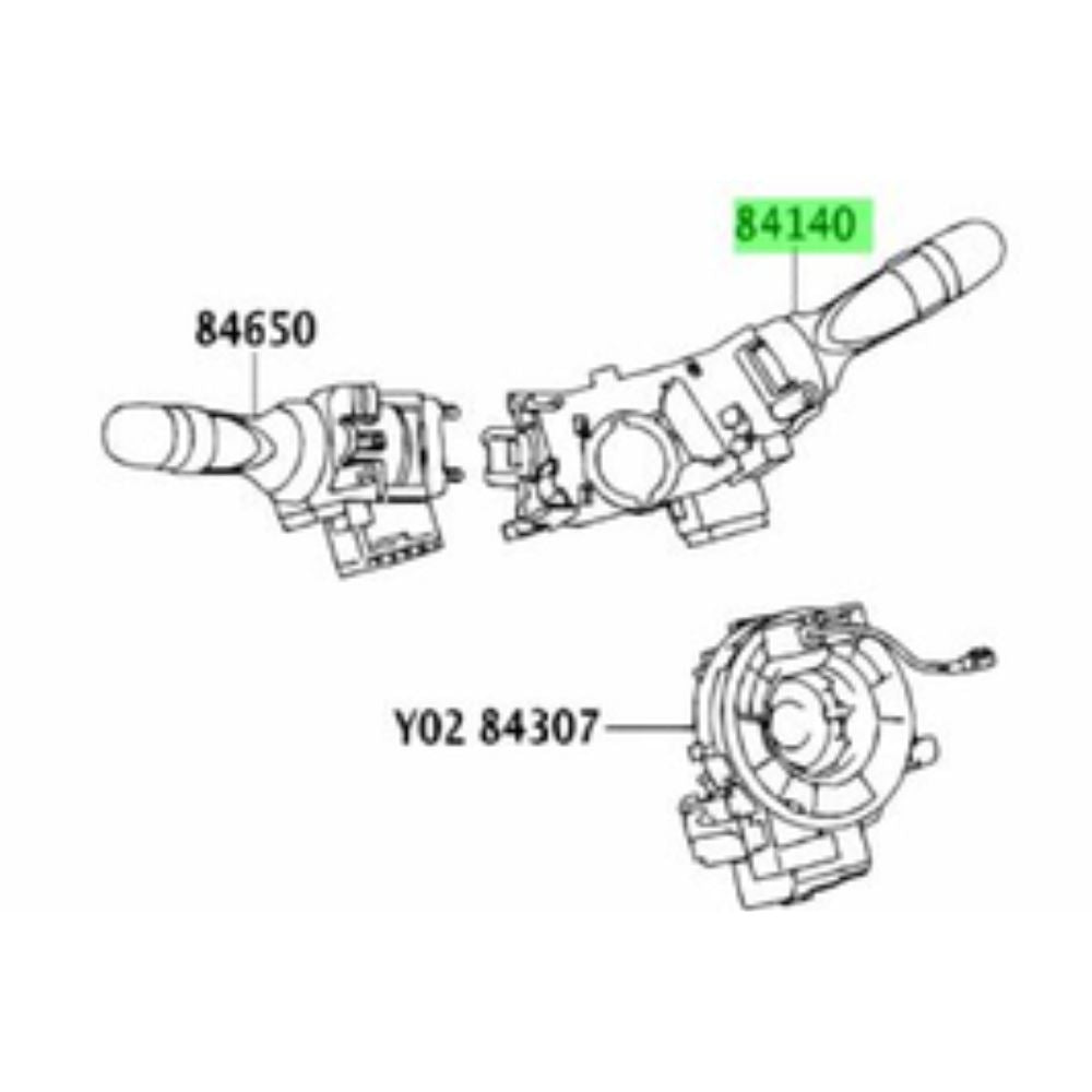 Toyota Aqua NHP10 headlamp dimmer switch installation diagram, part number 84140-12570