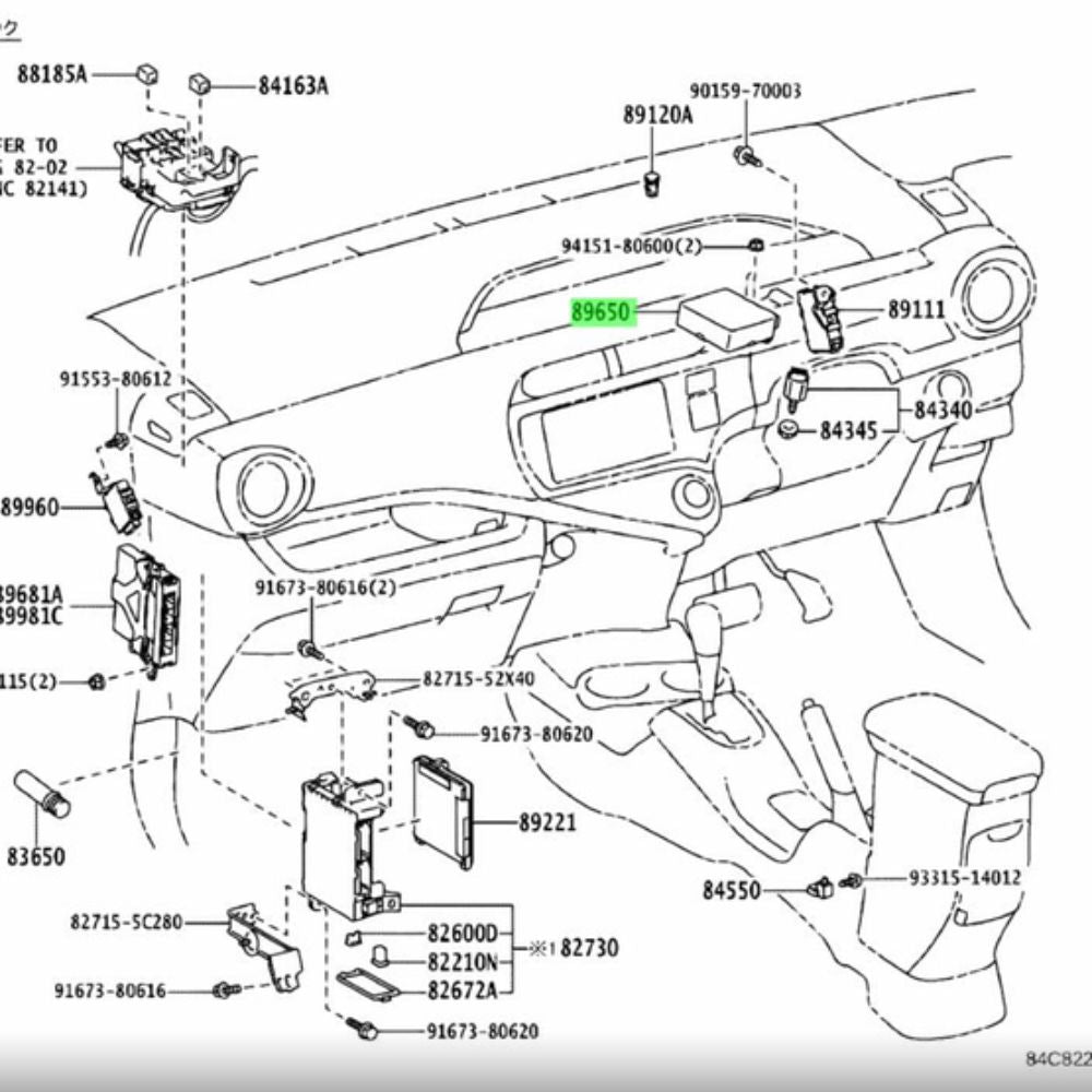 Toyota Aqua NHP10 power steering computer installation diagram, part number 89650-52B71