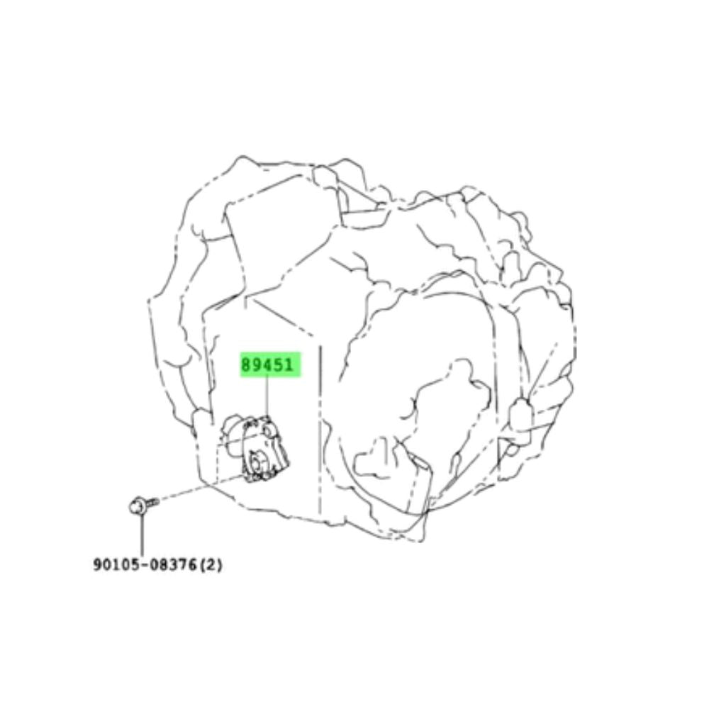 Toyota Aqua NHP10 shift lever position sensor installation location diagram on transmission, part number 89451-52040