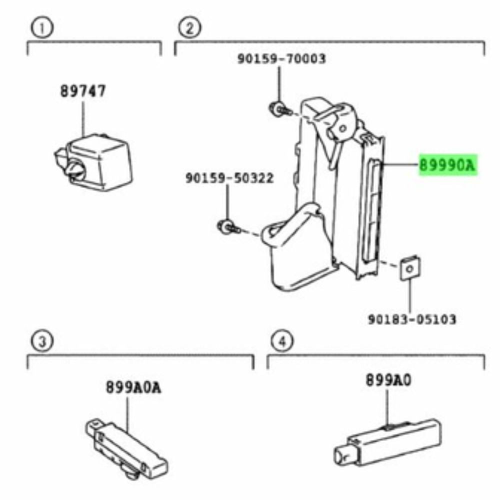 Toyota Aqua NHP10 smart key computer installation diagram, part number 89990-52311