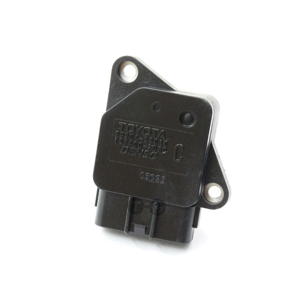 Closeup of Toyota Vitz mass air flow sensor housing and wiring connector, part 22204-22010